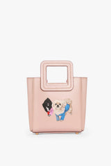 Blush mini Shirley leather bag with dual pet appliques