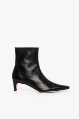Black ankle boot, pointed toe, low block heel