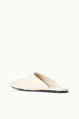 Cream slide slipper with black sole, smooth upper