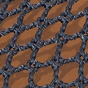 Close-up of navy mesh netting pattern on ballet flat upper