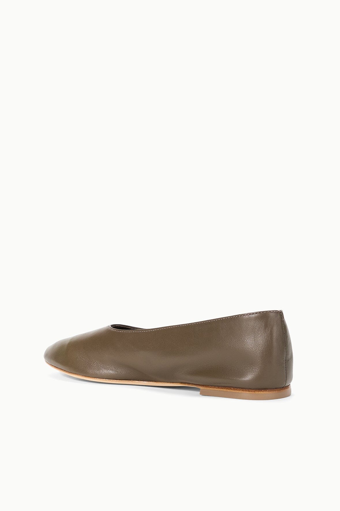 Truffle-brown ballet flat viewed from side with rounded toe