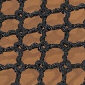Close-up of black netting pattern on ballet flat upper.