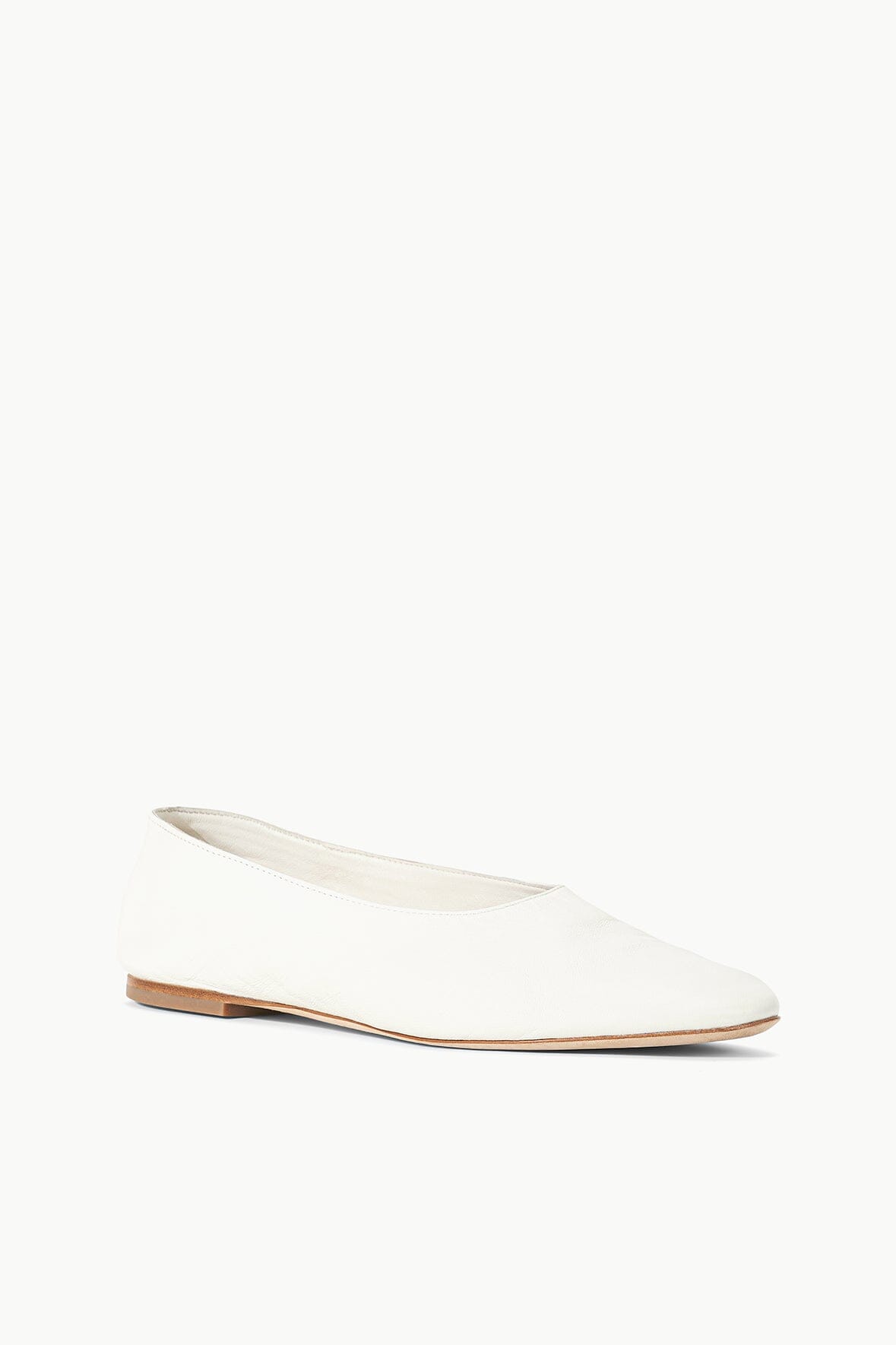 Paper ballet flat with angled side view, rounded toe and low sole