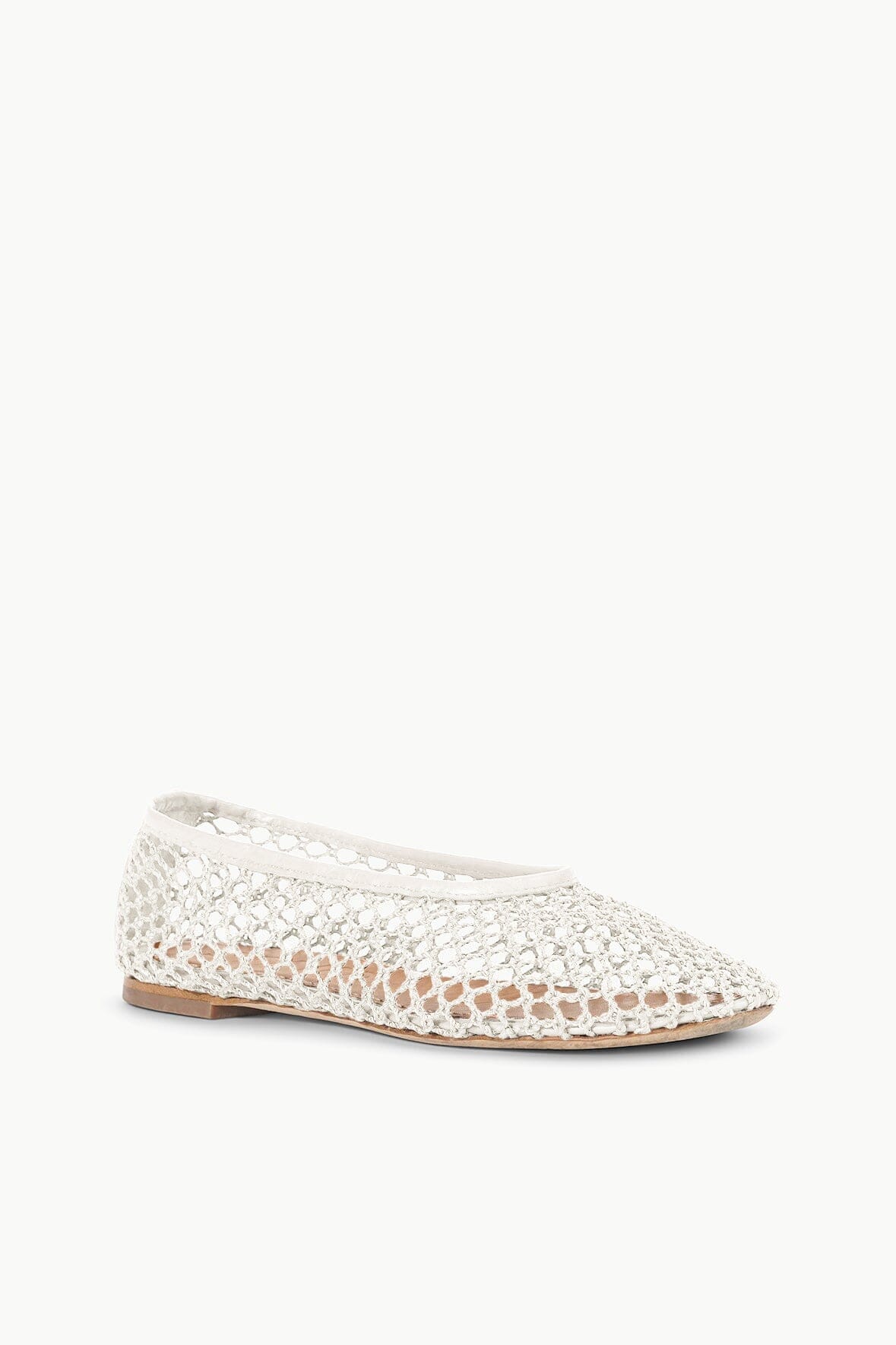 ALBA paper netting ballet flat in light cream, low profile with textured mesh upper.