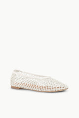 ALBA paper netting ballet flat in light cream, low profile with textured mesh upper.