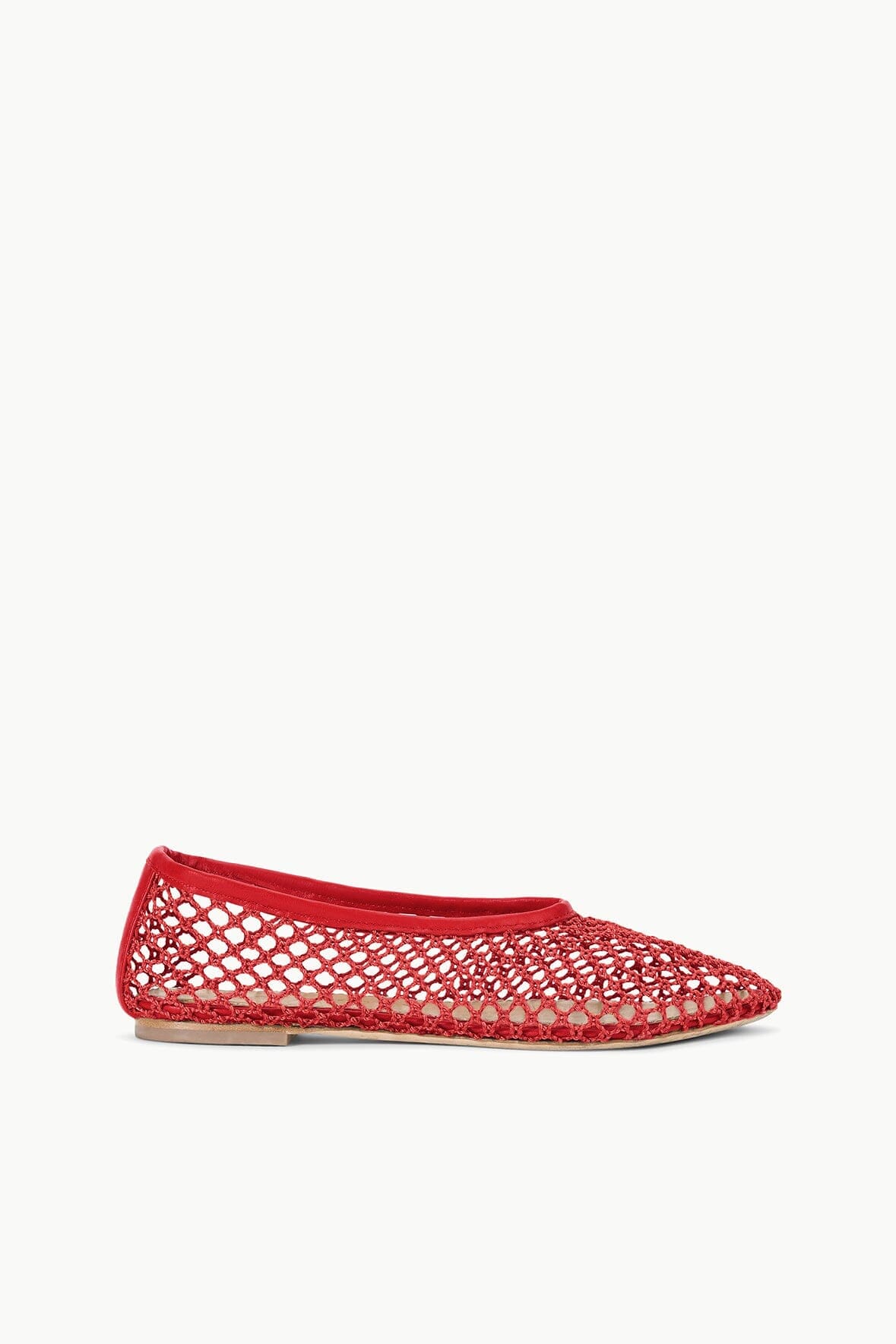ALBA red mesh ballet flat with rounded toe, slip-on