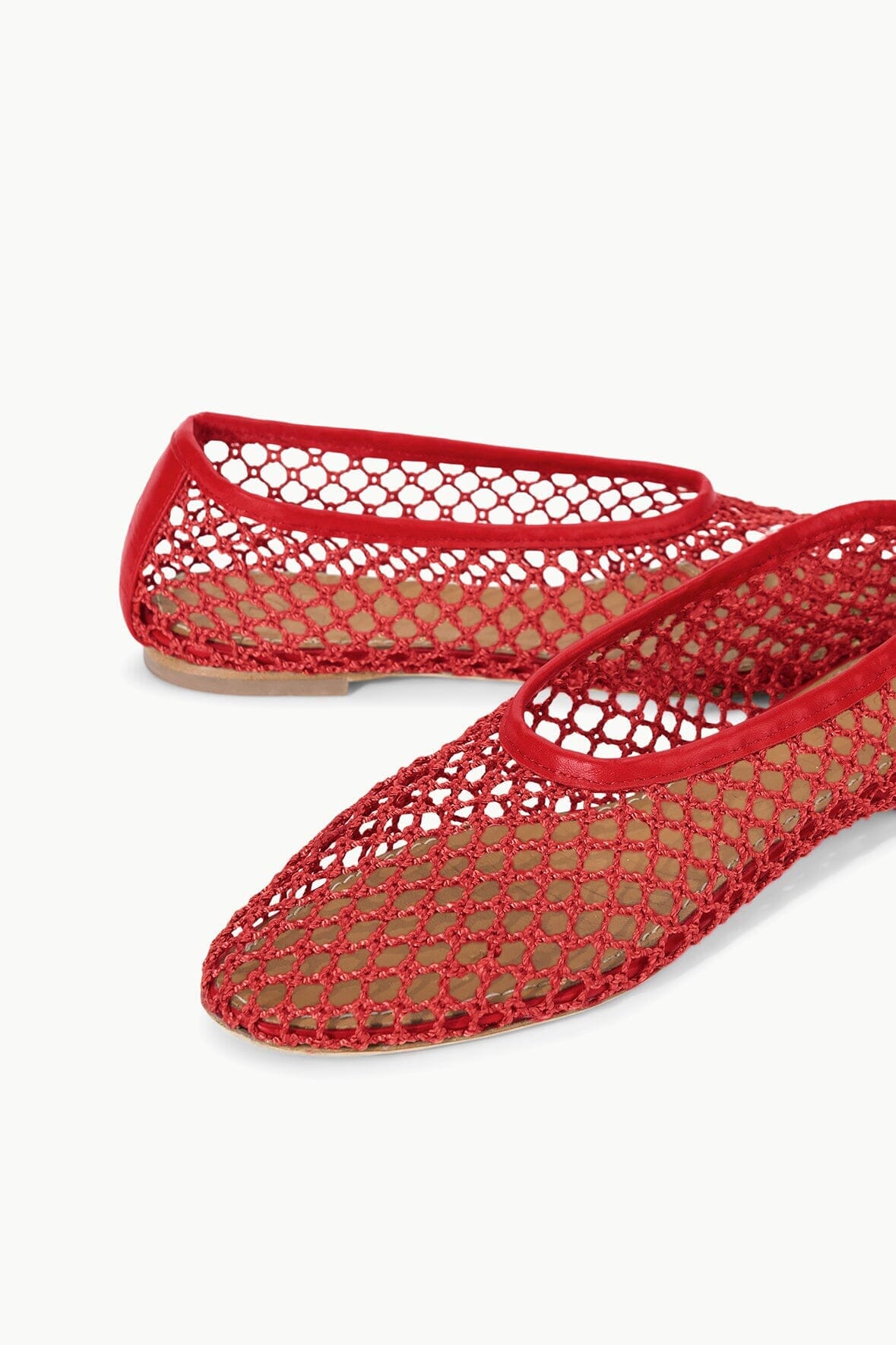 ALBA red mesh ballet flats, pair shown side-by-side
