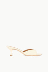Cream leather mule with slender low heel