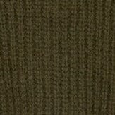 Close-up of olive cashmere knit texture with fine ribbed stitches