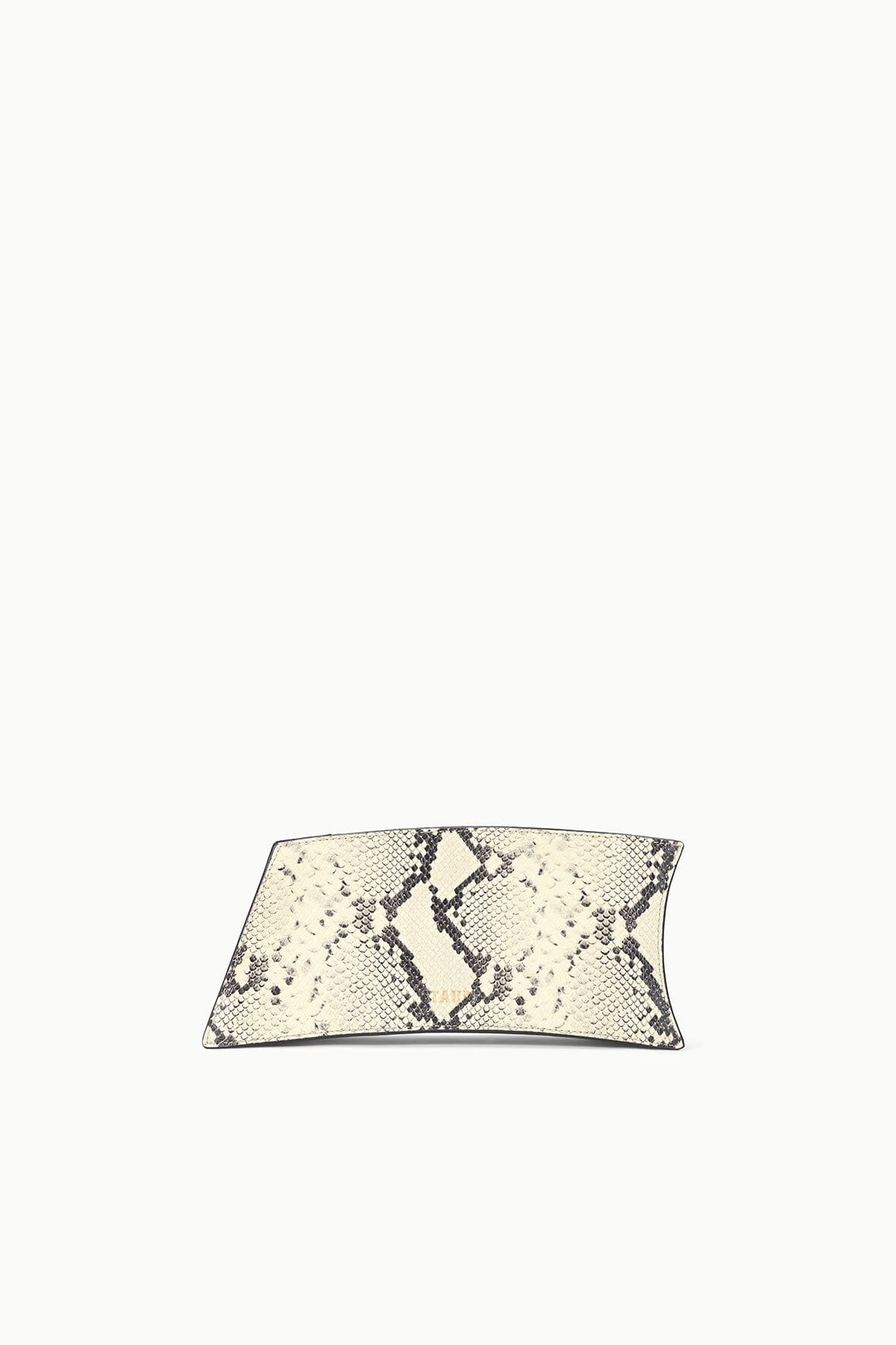 White snake-pattern shoulder bag, structured top with wide opening