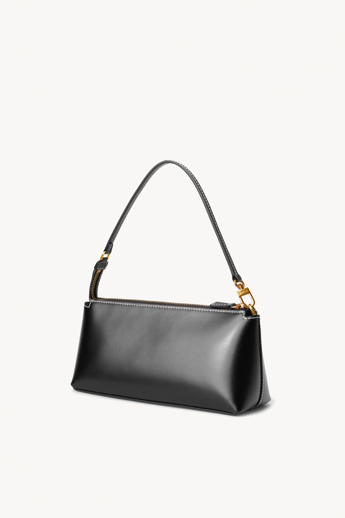 Black Kaia shoulder bag with top handles and zipper, no graphic visible