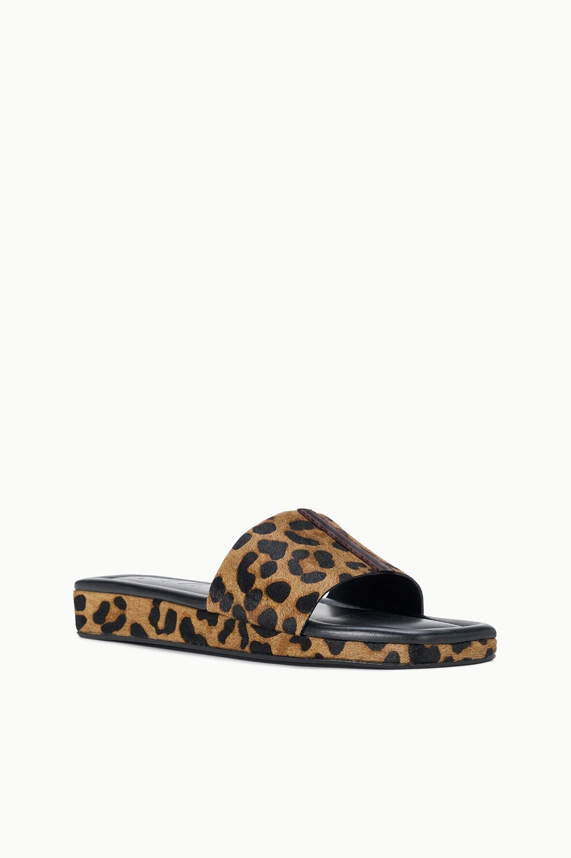 Cheetah-print platform slide sandal with black slide strap