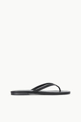 Black thong sandals with slim straps and cushioned footbed