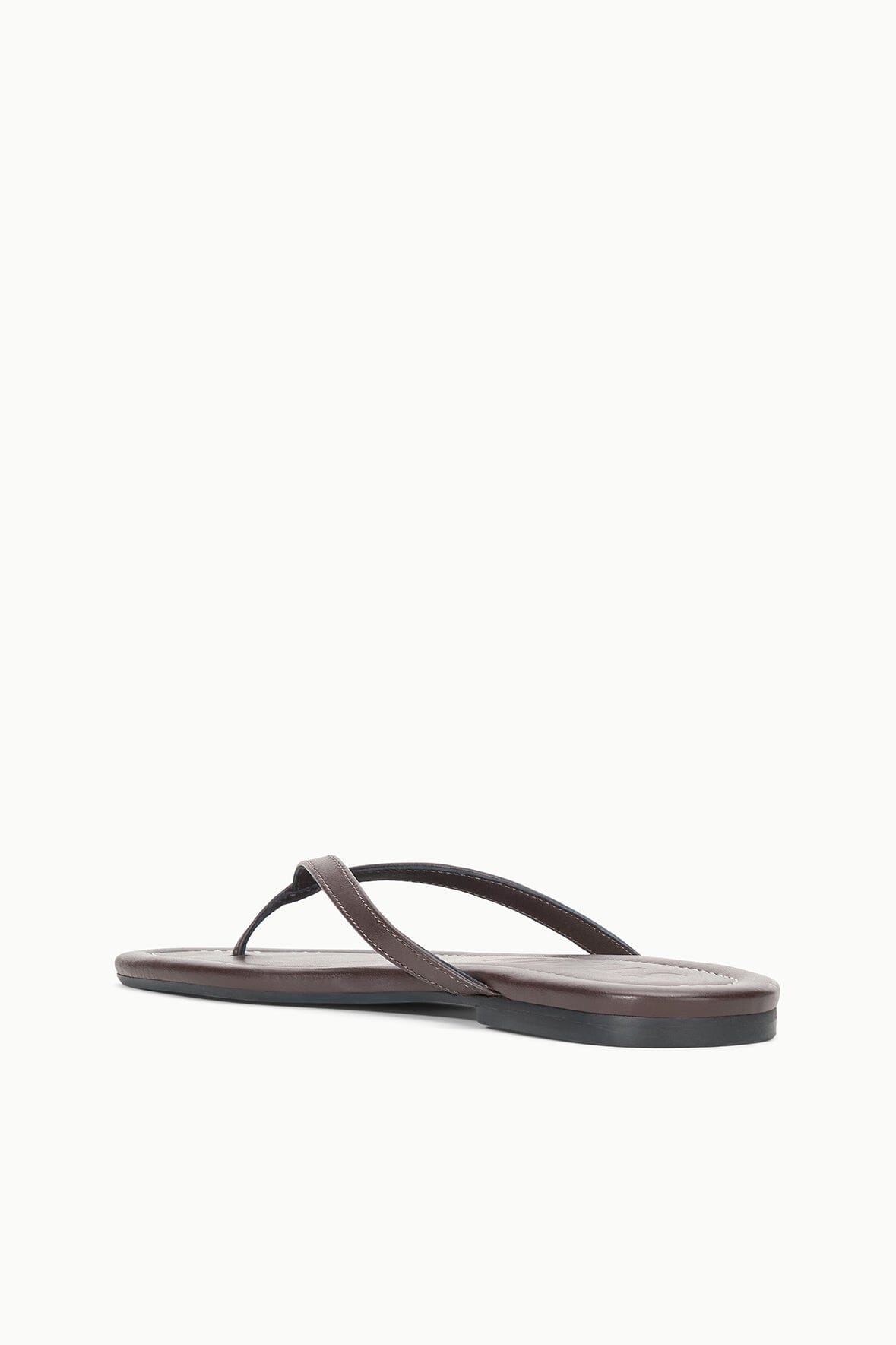 Espresso brown thong sandal with slim T-strap and flat sole