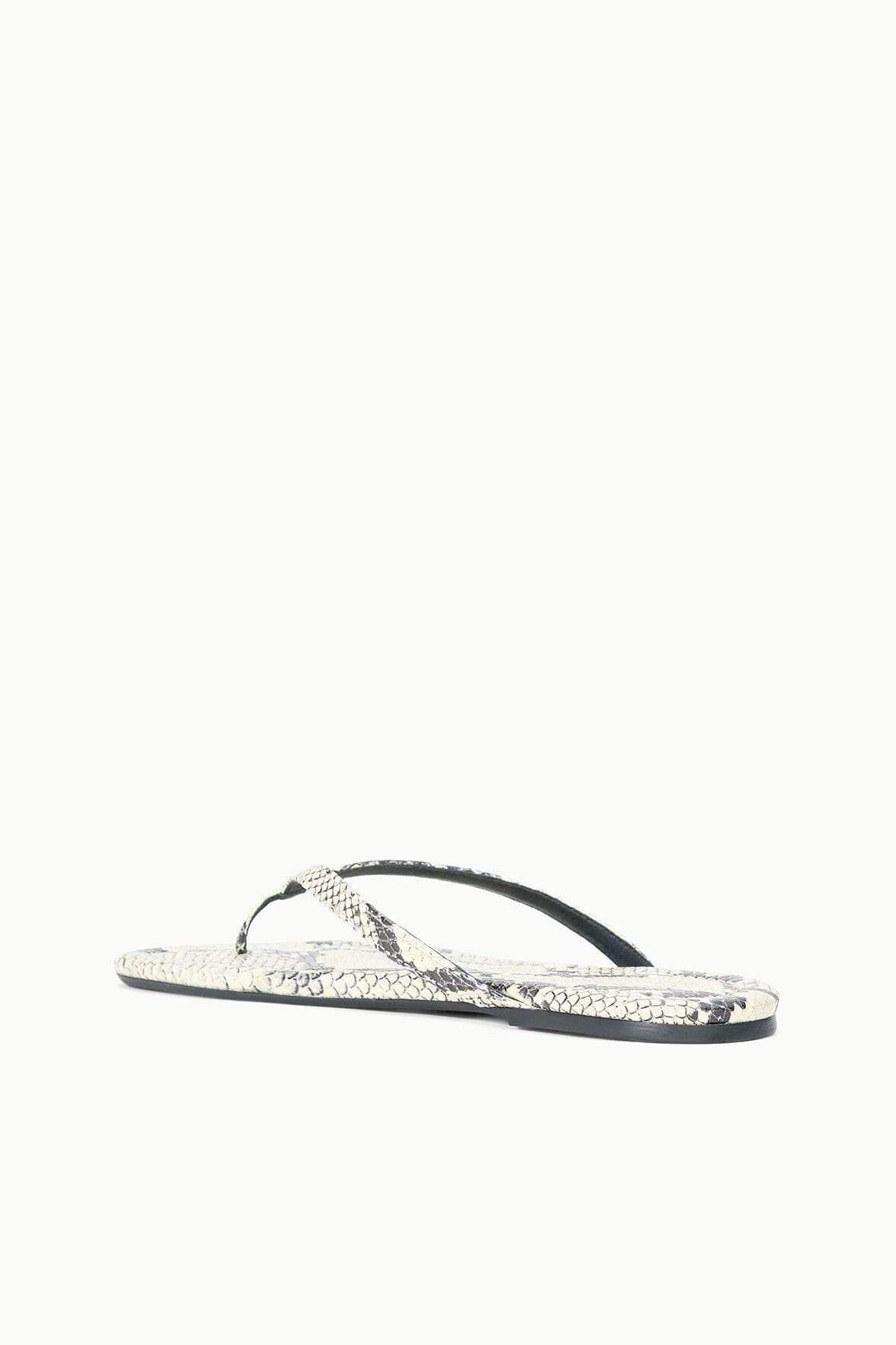 Snake-print thong sandals with black strap and flat sole