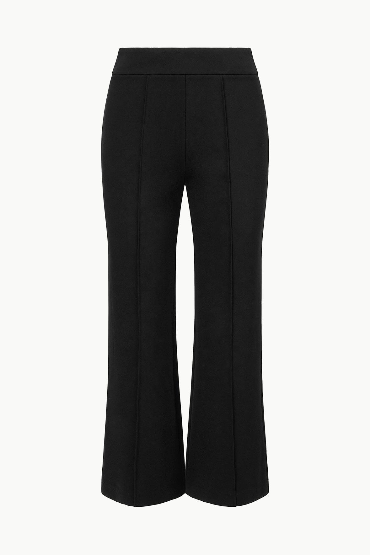 KNACK black wide-leg trousers with high rise waistband and center-front creases