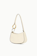 Cream hobo shoulder bag with gold clasp detail and top handles