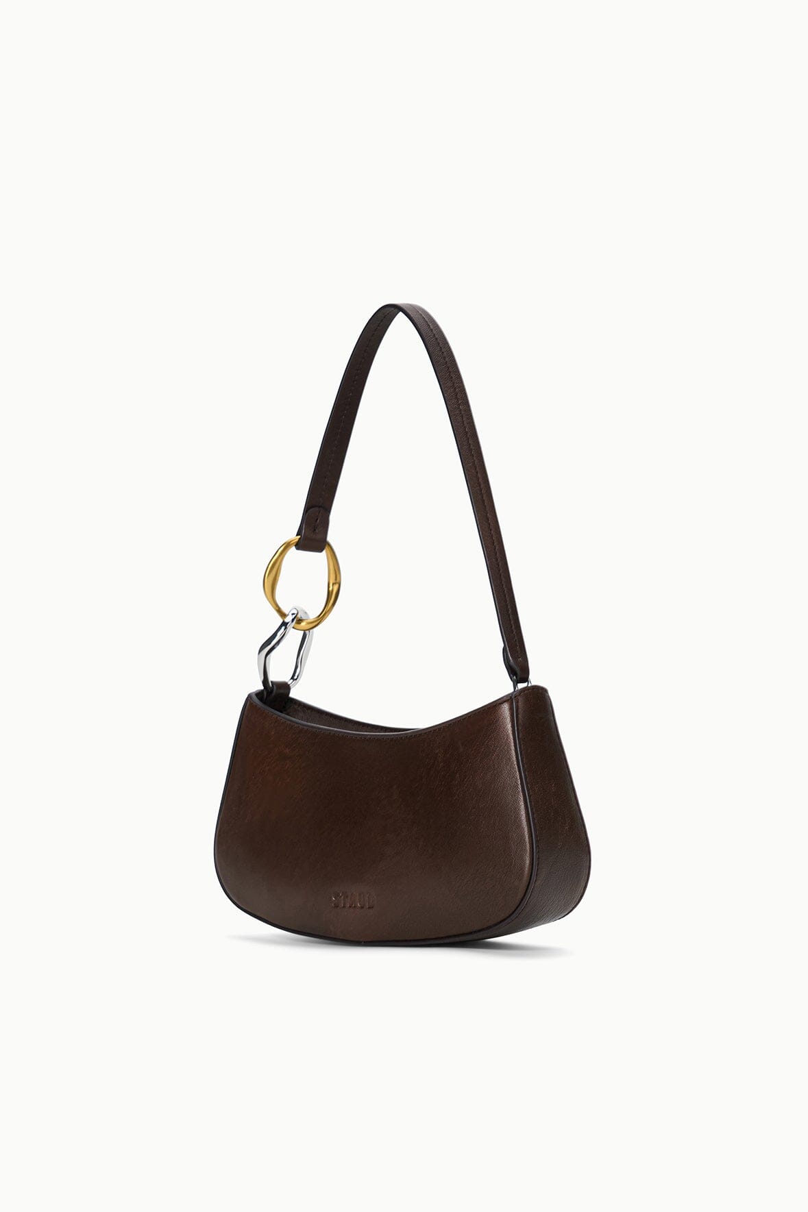 Ollie hobo bag with espresso-brown finish, gold ring hardware, and short top handles