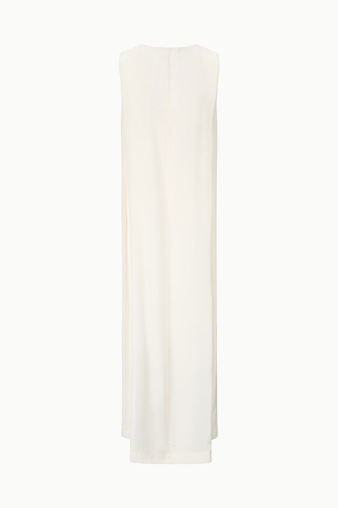 Ivory silk maxi dress hanging, sleeveless long skirt design