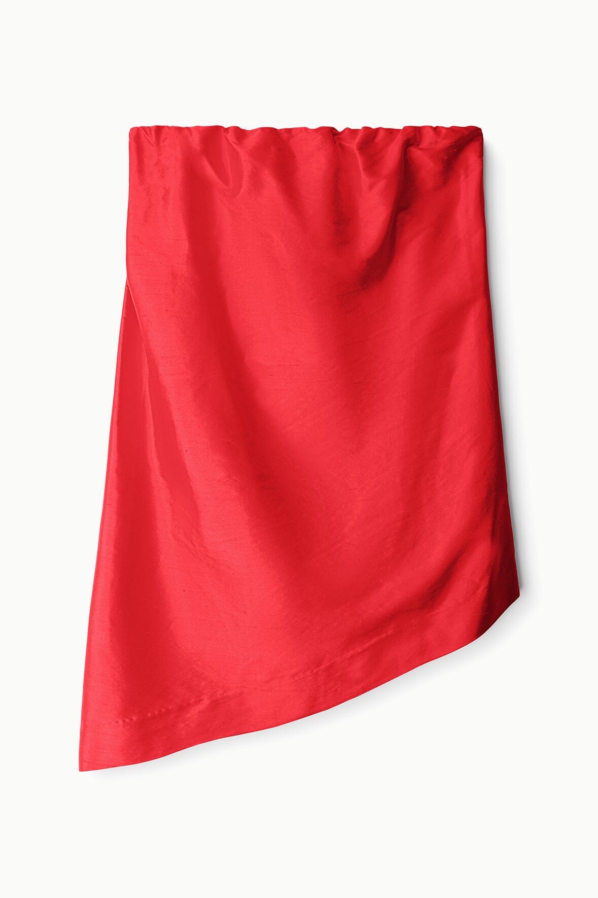 Red silk dupioni fabric panel with ruched drape
