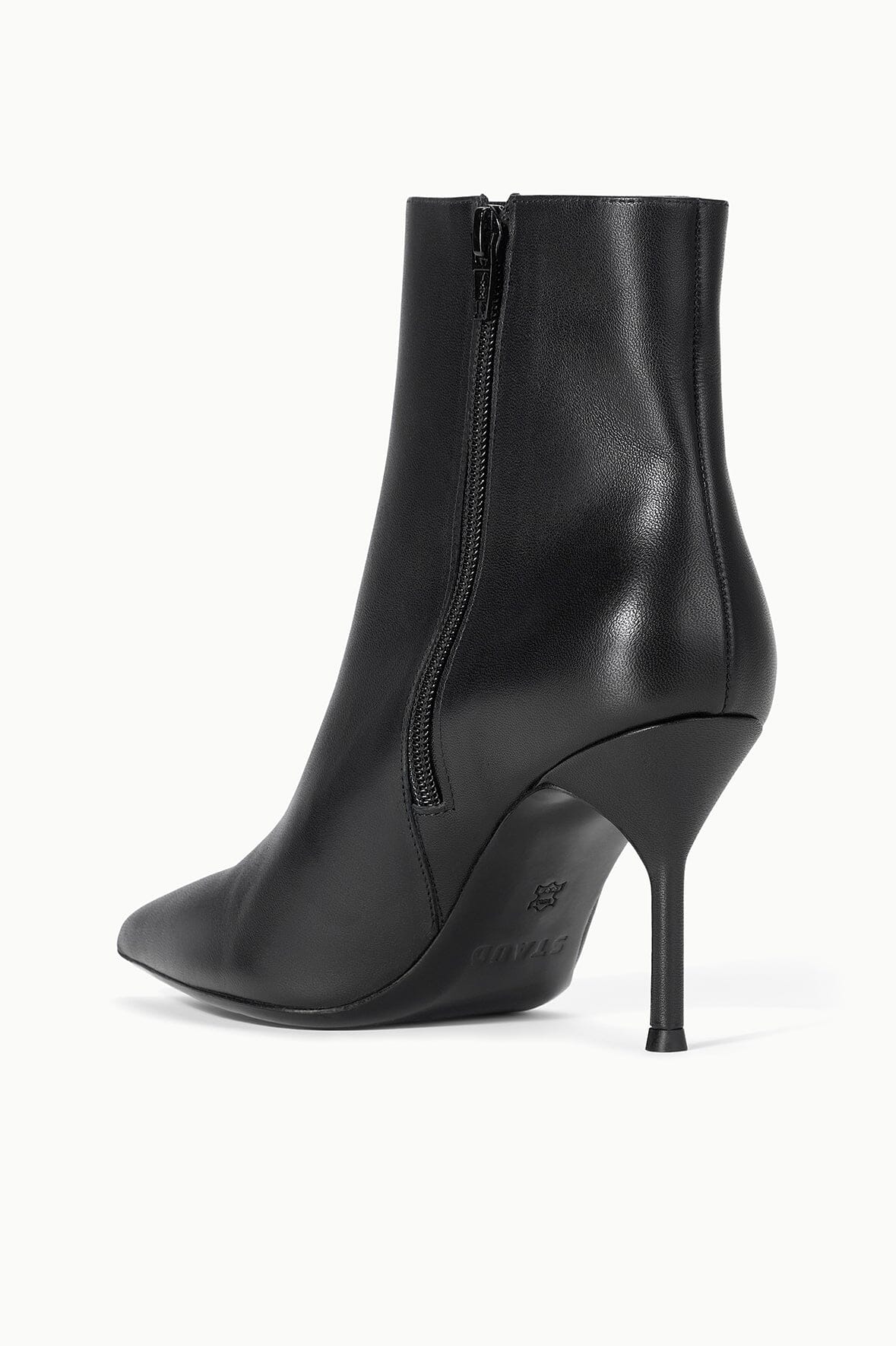 Black ankle boots with side zipper and slim high heel