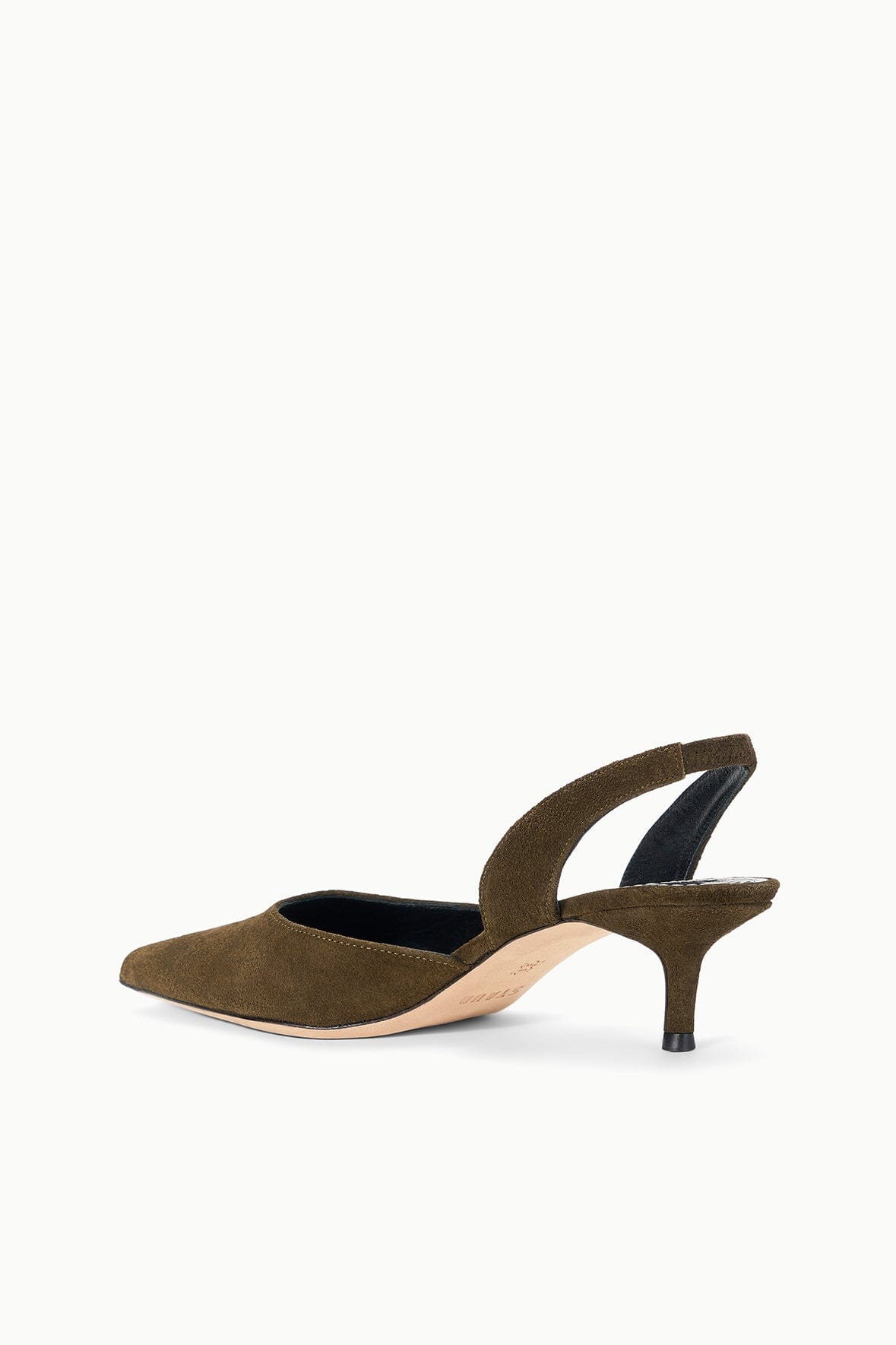 Suede slingback heels, truffle-brown, low mid heel and slingback strap