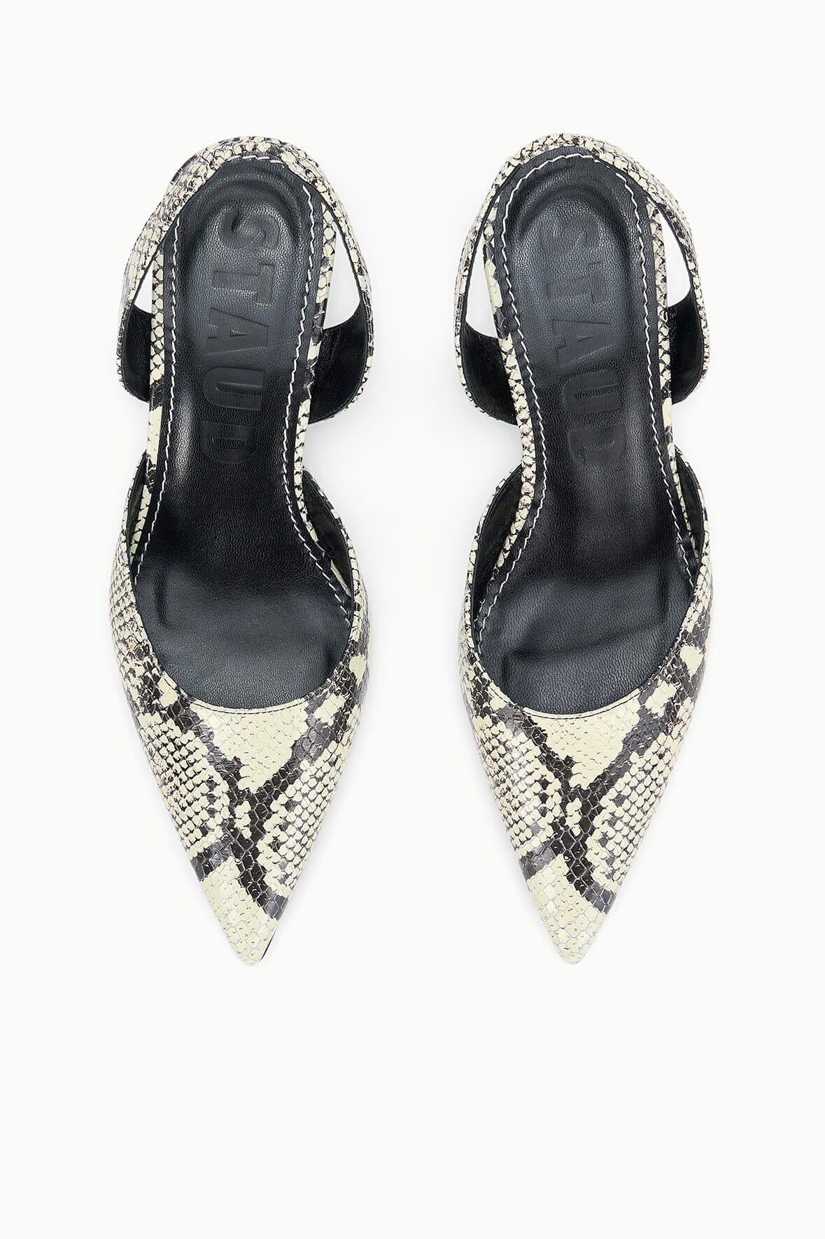 Snake-print slingback pointed-toe heels with black heel counter