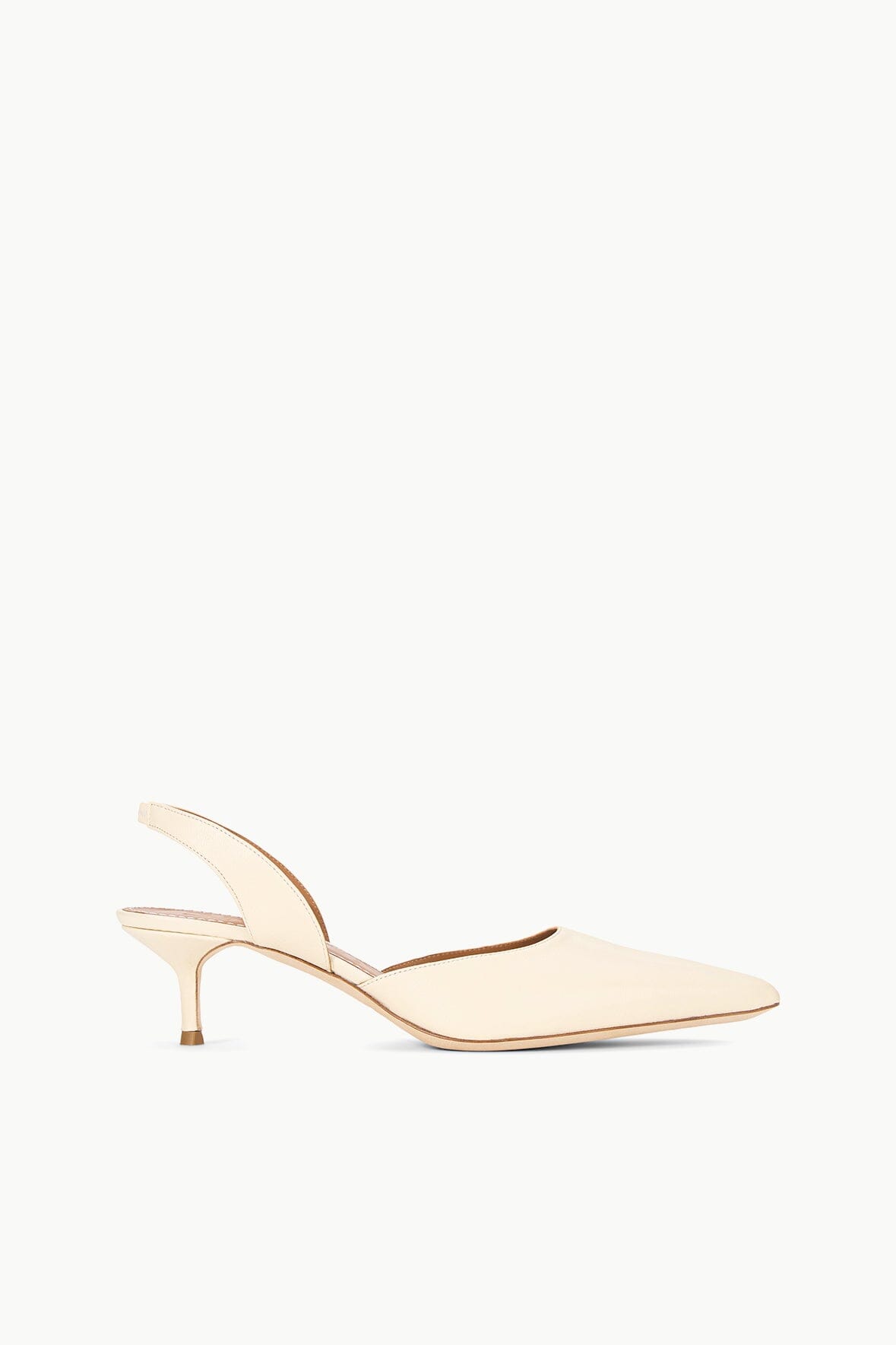 SEBASTIAN cream slingback heels with pointed toe and slim stiletto heel