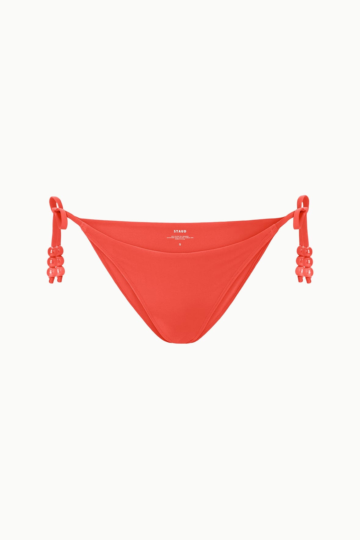 Flame orange side-tie bikini bottom with beaded tassels