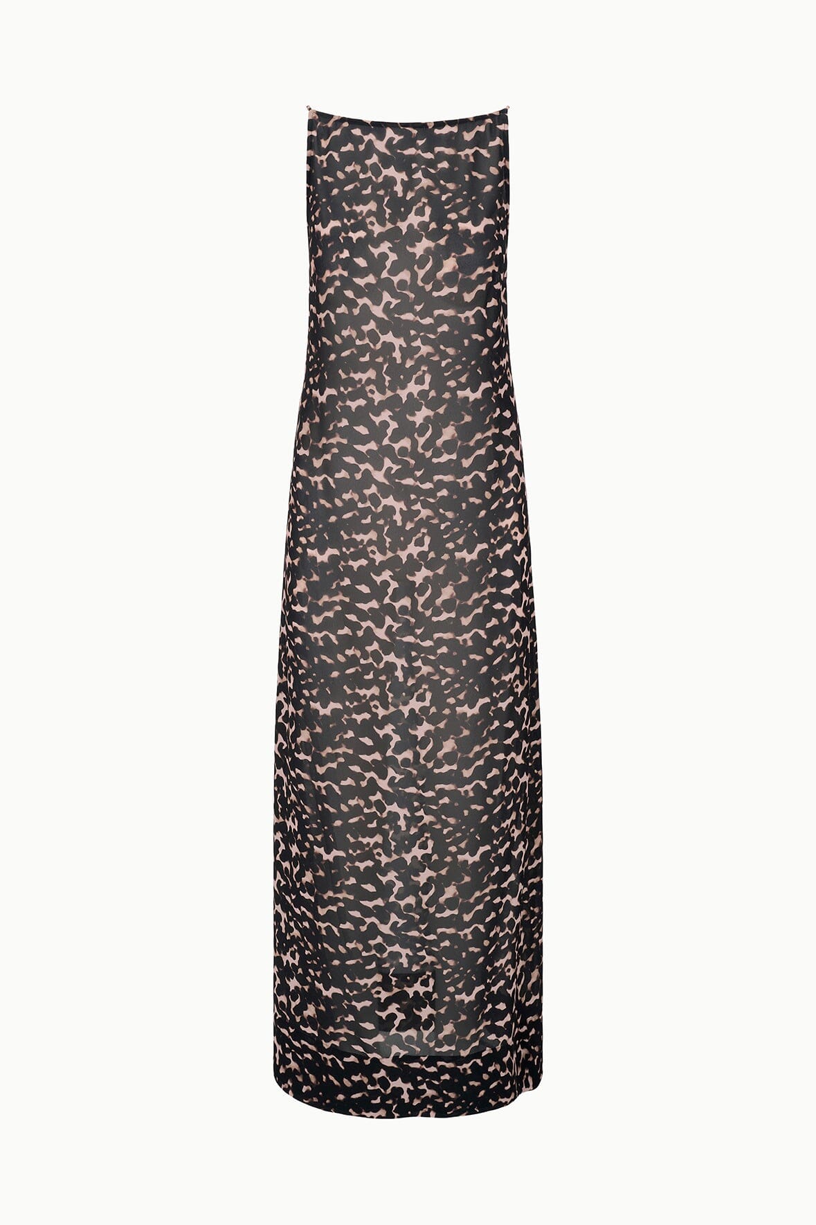 Sleeveless tortoise-print maxi dress, back view