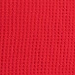 Red ribbed knit fabric close-up for the coverup dress.