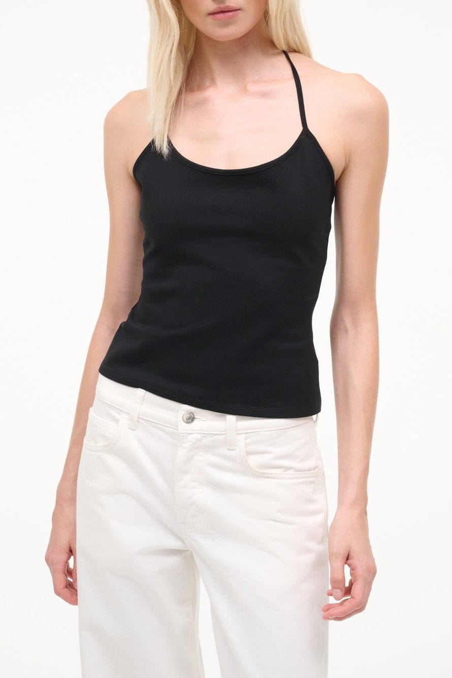 KENT tank top, black sleeveless camisole with thin straps