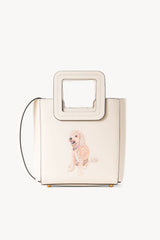 Cream mini Shirley leather bag with dog applique and structured square handle